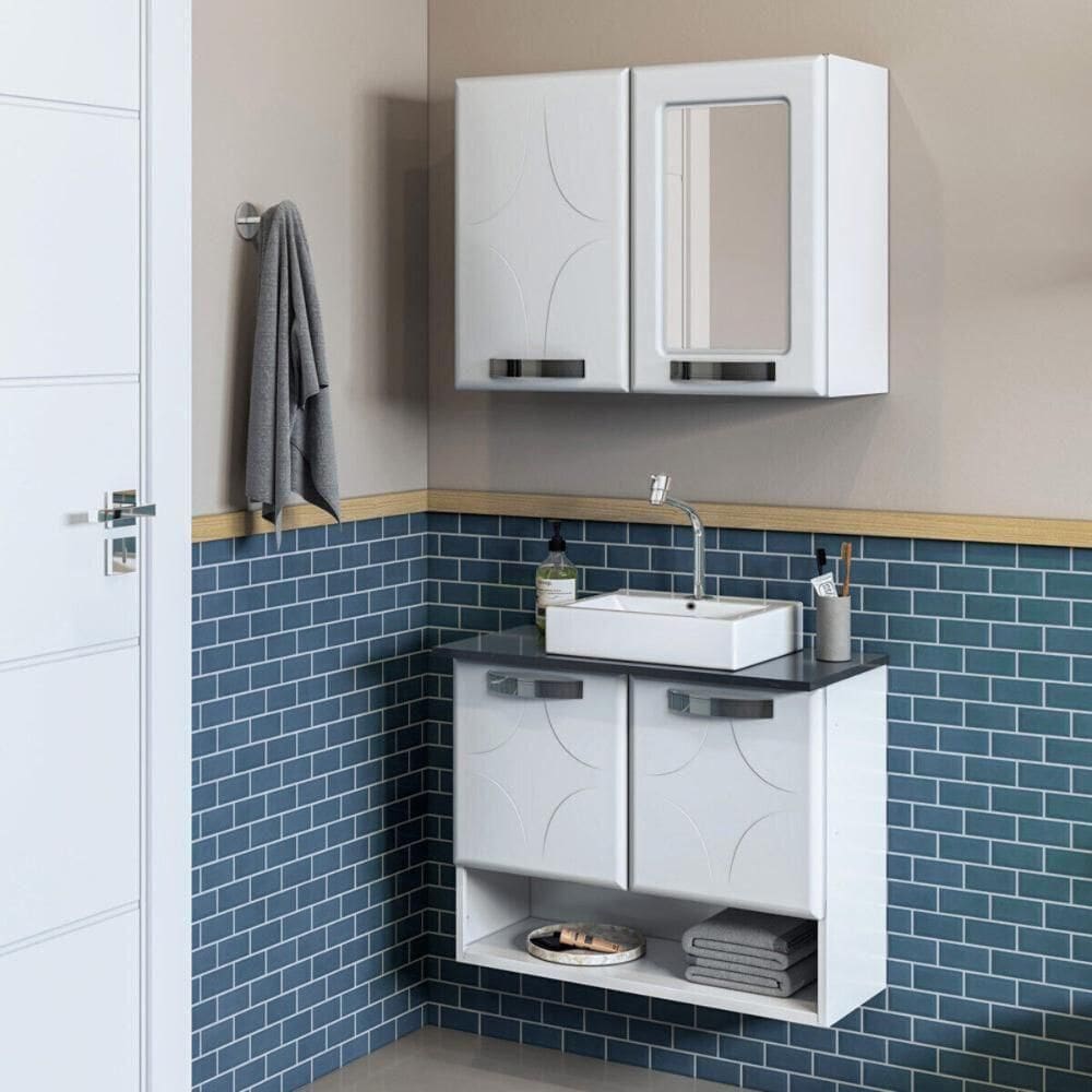 Conjunto Gabinete De Banheiro 70,5cm Multimóveis Branco