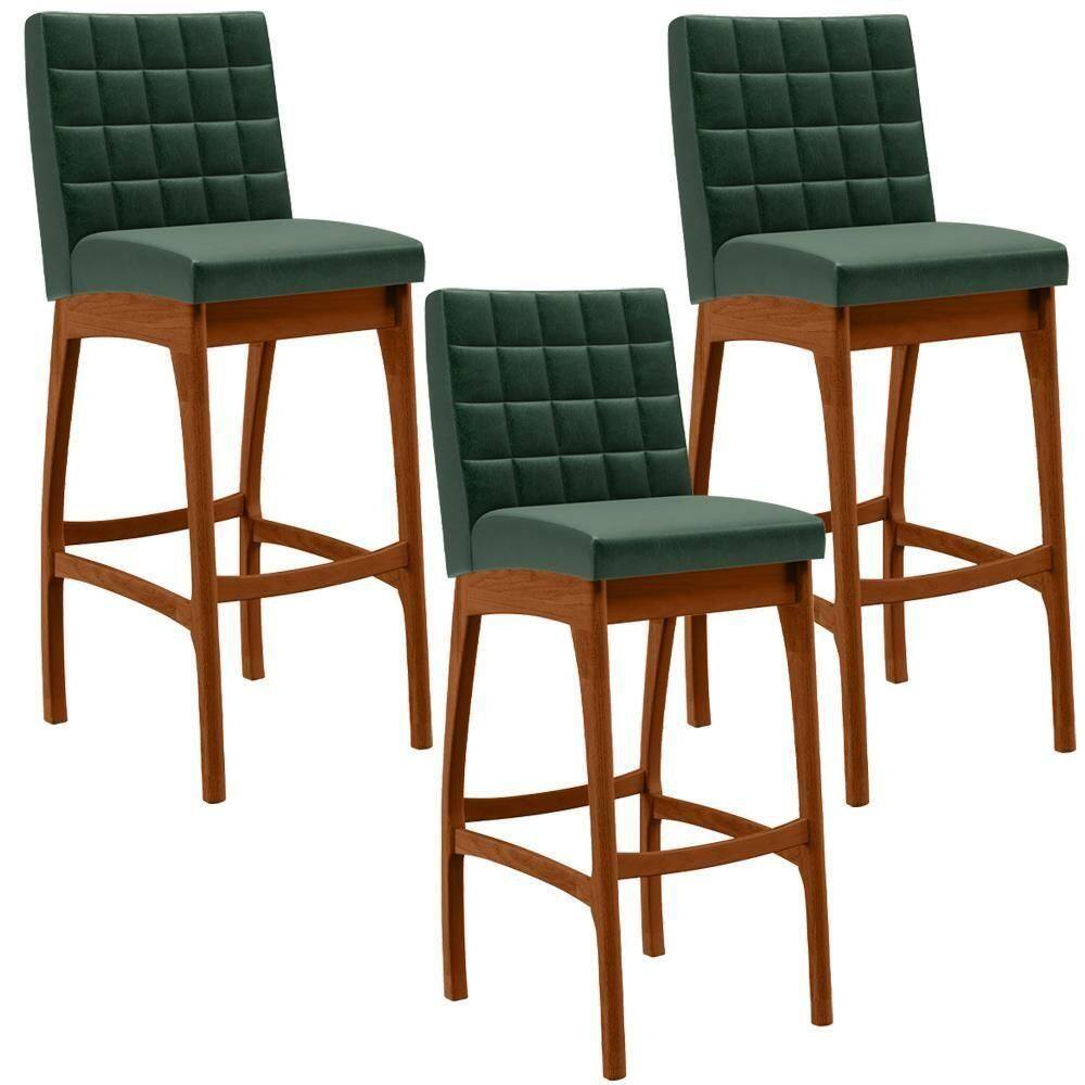 Kit 03 Banquetas Altas Mila Facto Verde Musgo