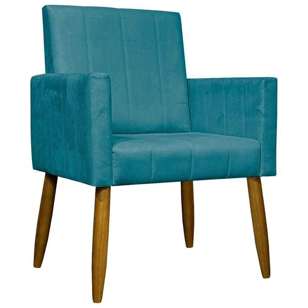 Poltrona Decorativa Mari - Azul-turquesa Suede