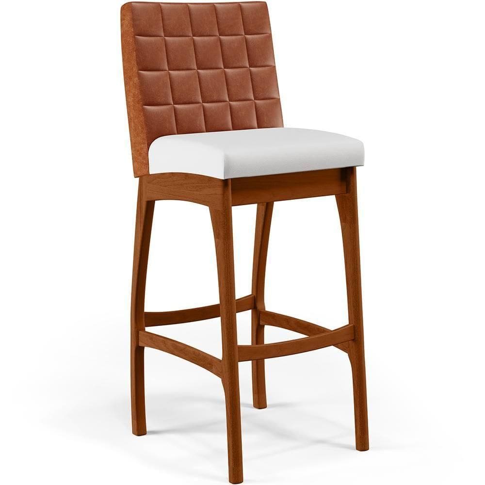 Banqueta Alta Para Cozinha B04 Camel Branco