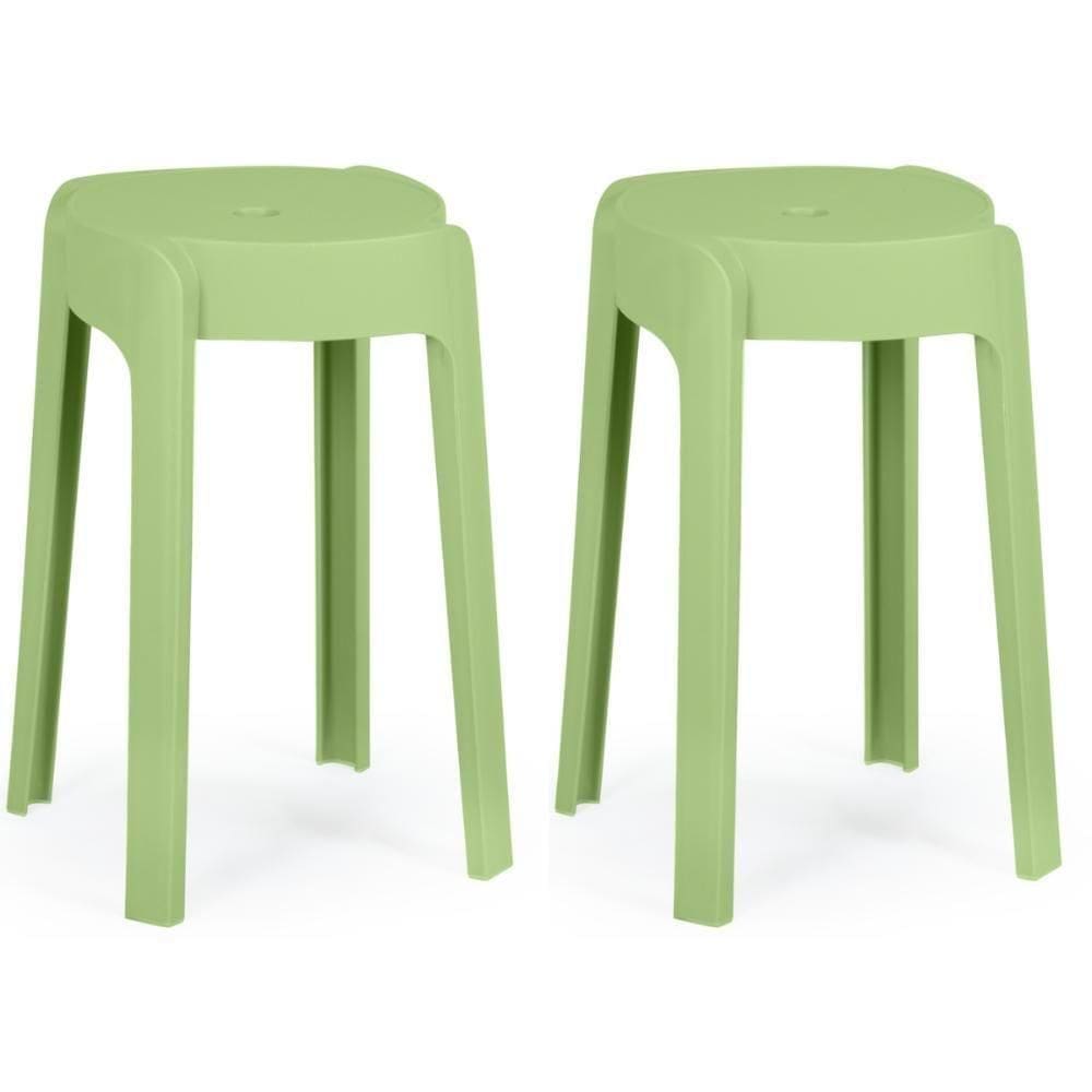 Kit 2 Banquetas Baixa Empilhável Nordica - Verde