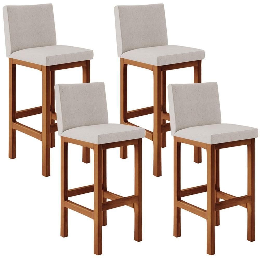 Kit 04 Banquetas Altas Cozinha De Jantar Fixa Alya L02 Cru