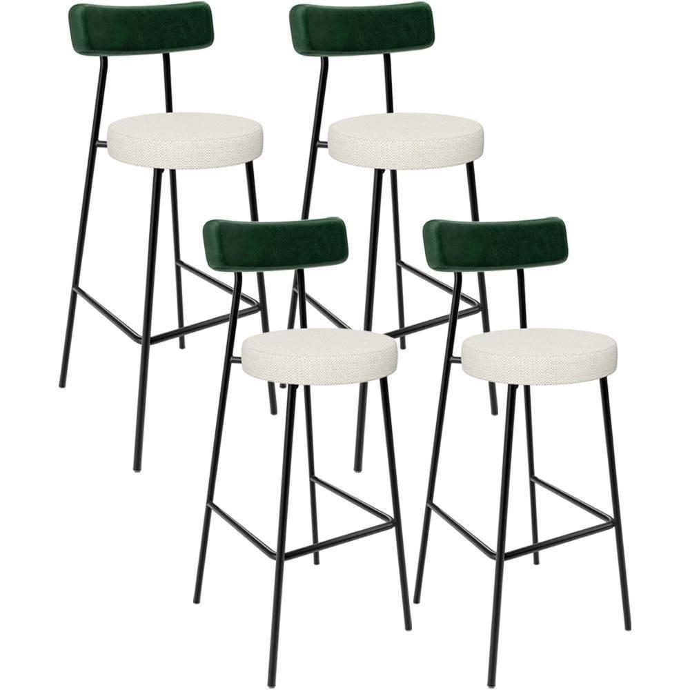 Kit 04 Banquetas Alta Bar Cozinha Sala De Jantar Milão L02 Facto Verde Linho Champagne