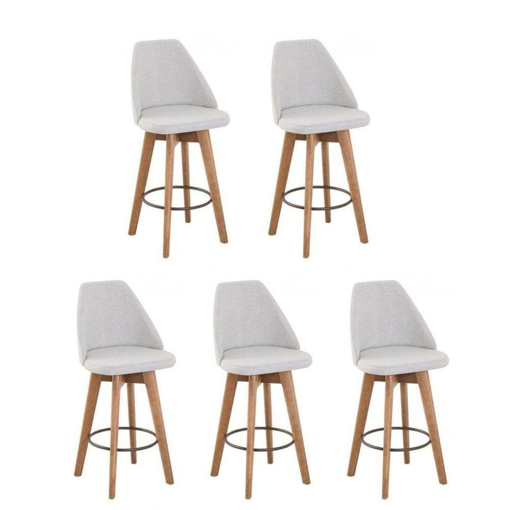 Kit 5 Banquetas Maya Gourmet Giratória-tamanho Médio 62 Cm Do Chão Até O Assento-tecido Linho