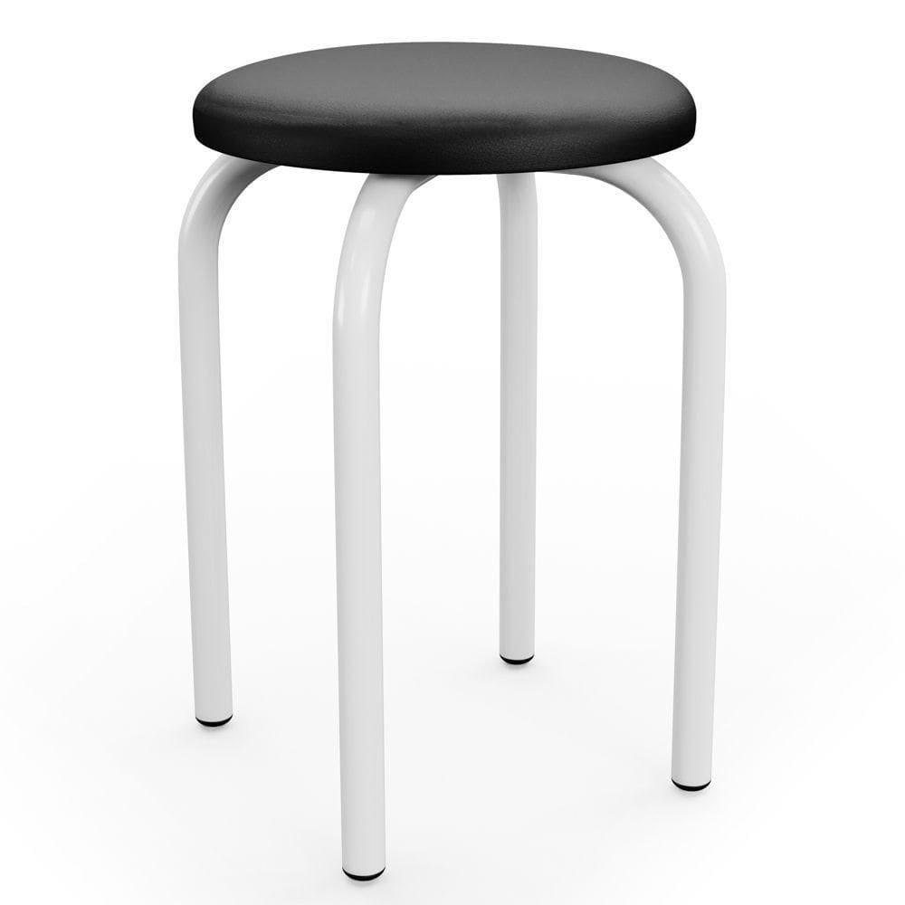 Banqueta Baixa Empilhável Em Aço Maviê Sintético Preto/branco - Mpozenato