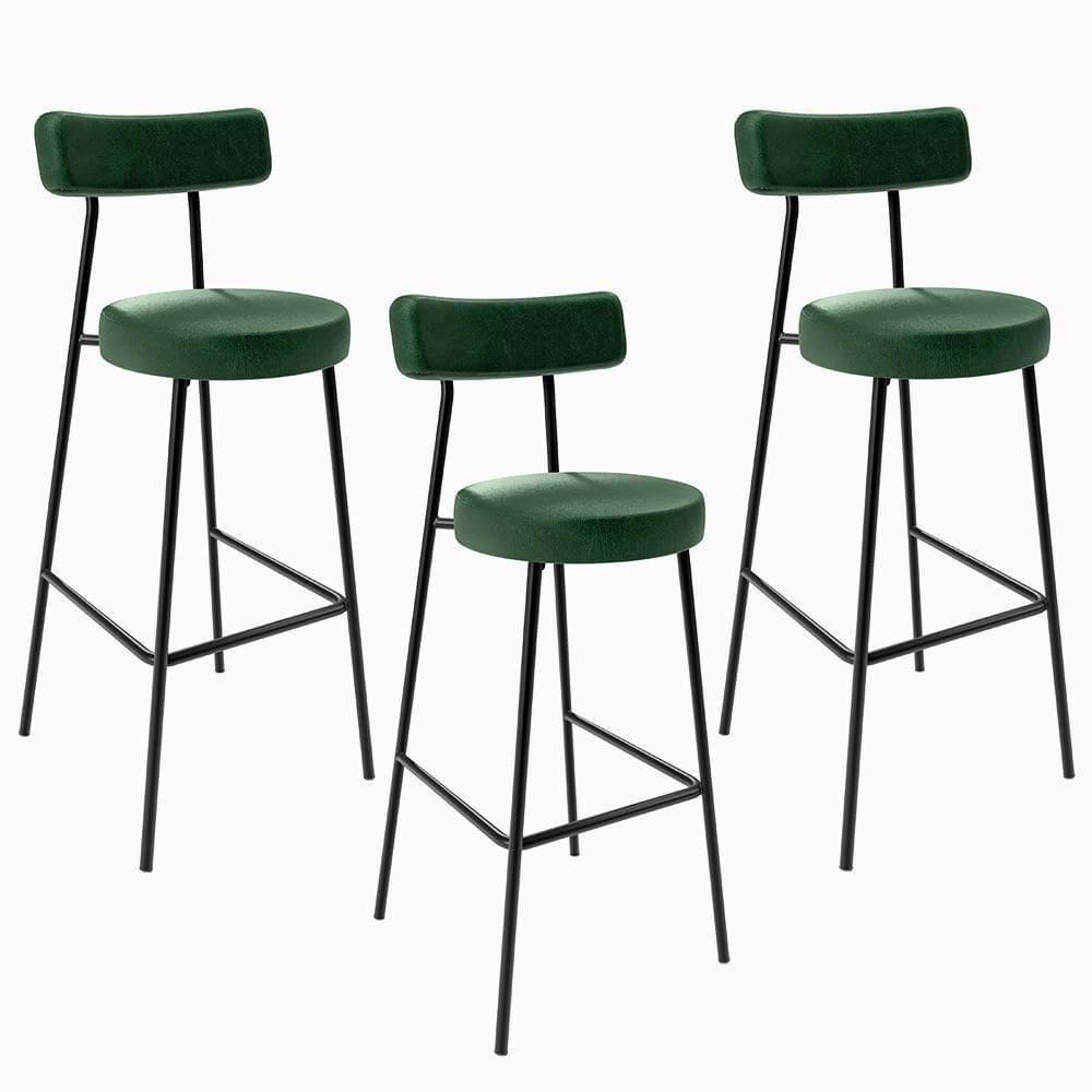 Kit 03 Banquetas Altas Estrutura Em Aço Milão Verde Musgo