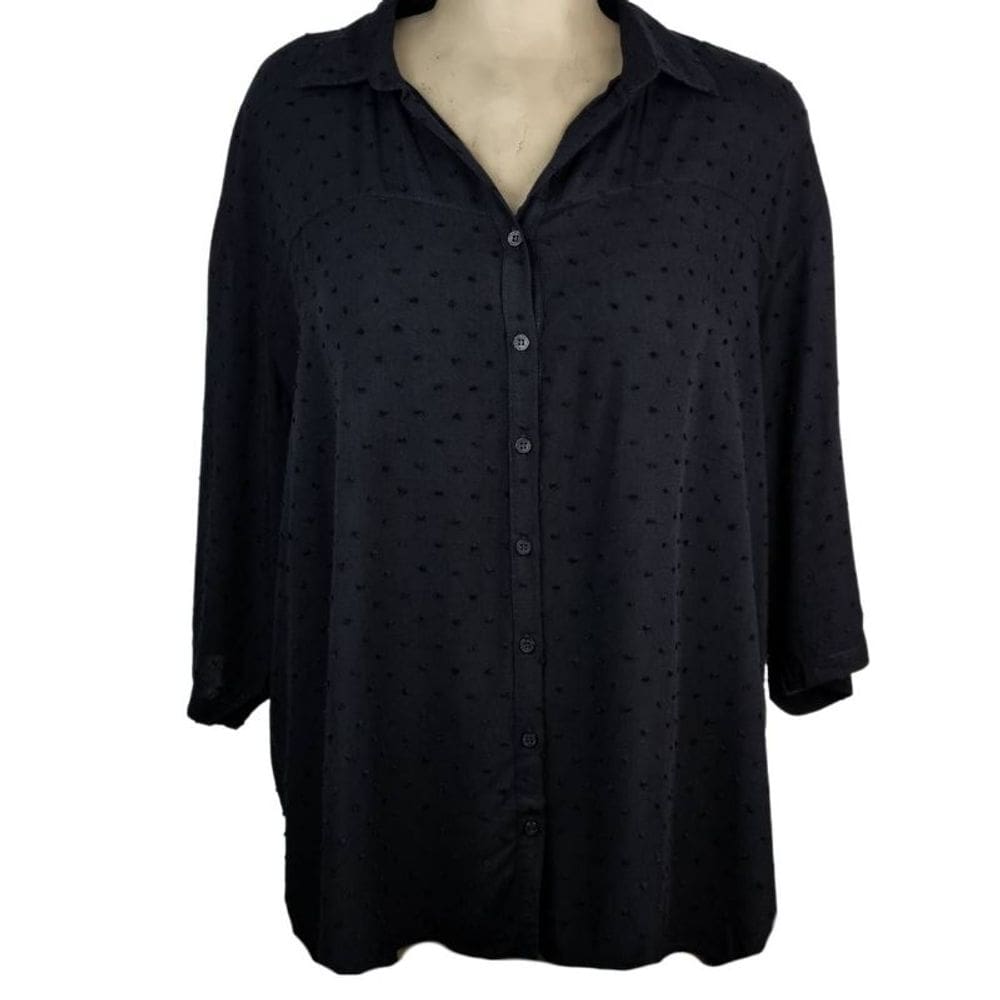 Camisete Feminino 3/4 Pipoquinha Preto Plus Size 100% Viscose