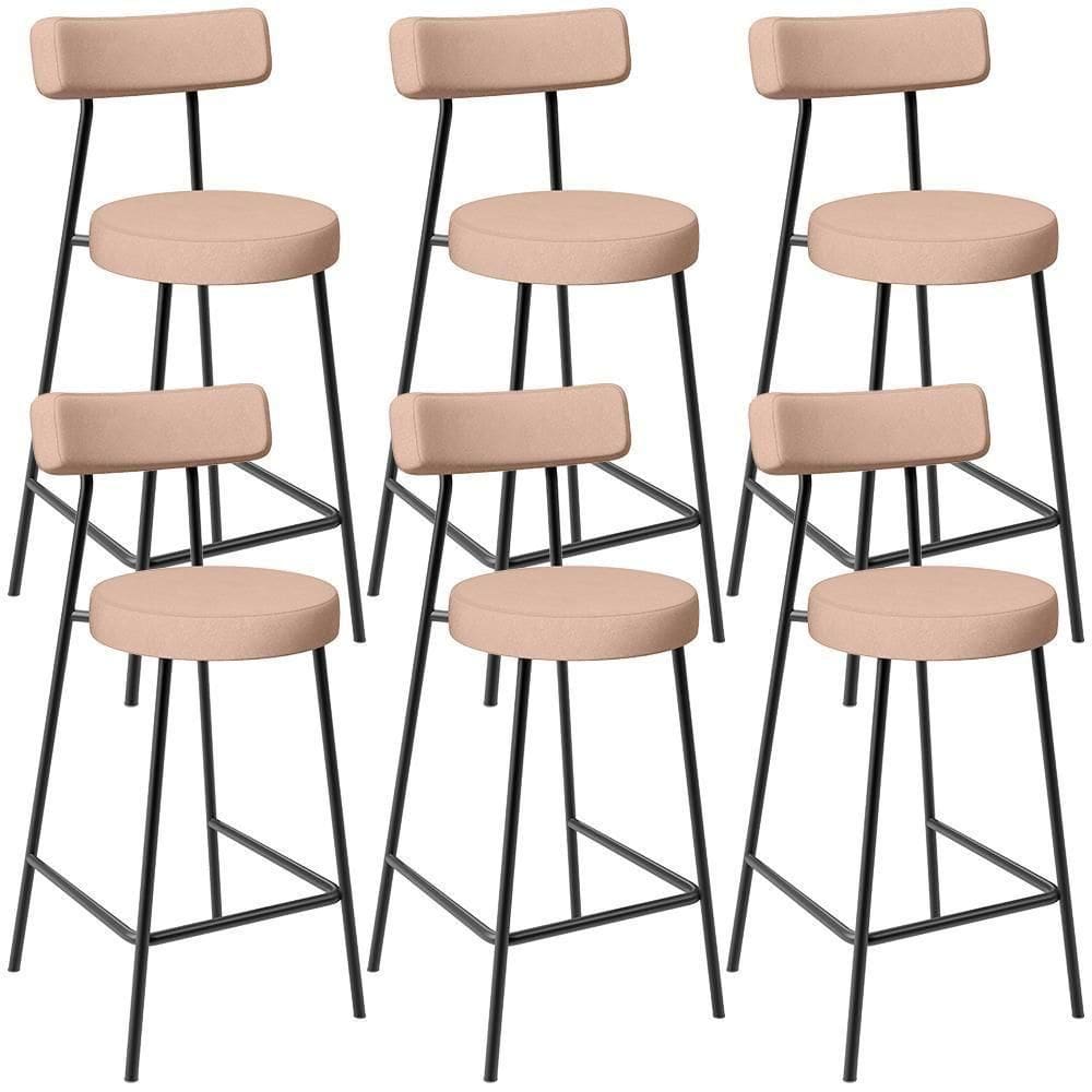 Kit 06 Banquetas Baixa Para Cozinha Sala De Jantar Bar Bancada Milão L02 Linho Rosê