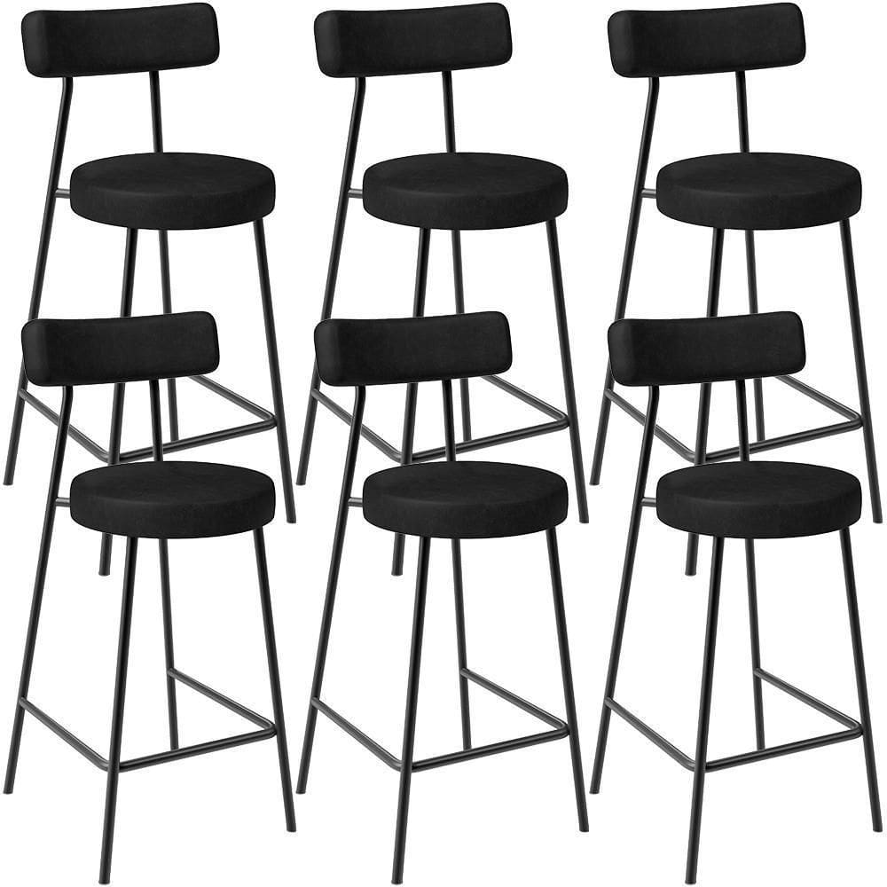 Kit 06 Banquetas Baixa Para Cozinha Sala De Jantar Bancada Milão L02 Couríssimo Preto