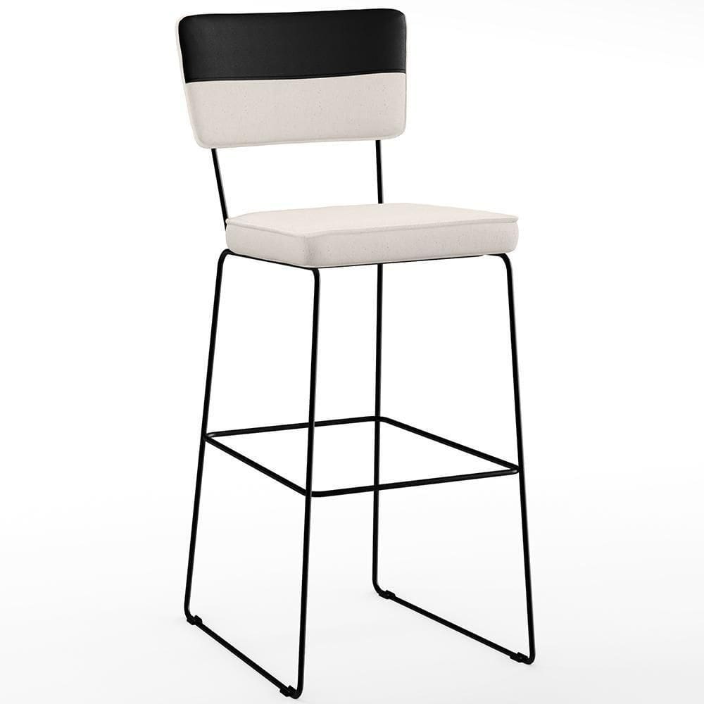 Banqueta Alta Cozinha De Jantar Allana L02 Faixa Preto Cru