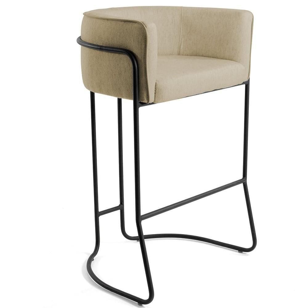 Banqueta Decorativa Base De Aço Preto Betina D02 Bege C-129