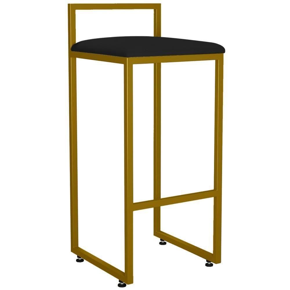 Banqueta Alta Cozinha Hanna L02 Dourado Suede Preto