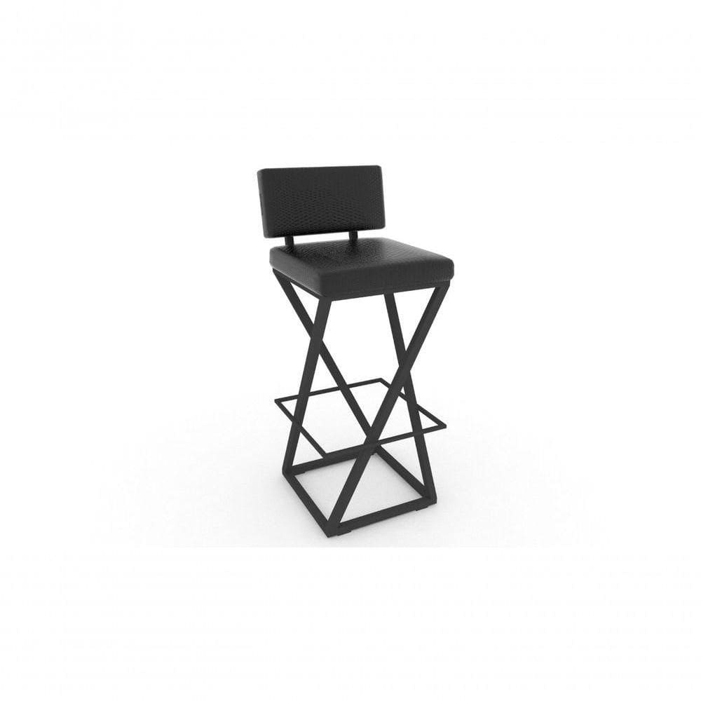 Banqueta Bistrô Baixa 66cm – Estofada Preta – Impermeável