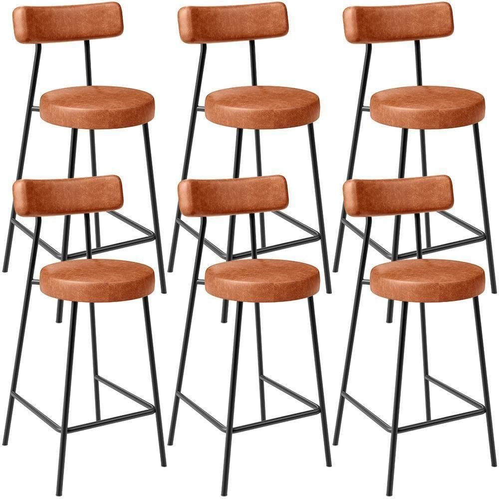 Kit 06 Banquetas Baixa Para Cozinha Sala De Jantar Bancada Milão L02 Couríssimo Camel