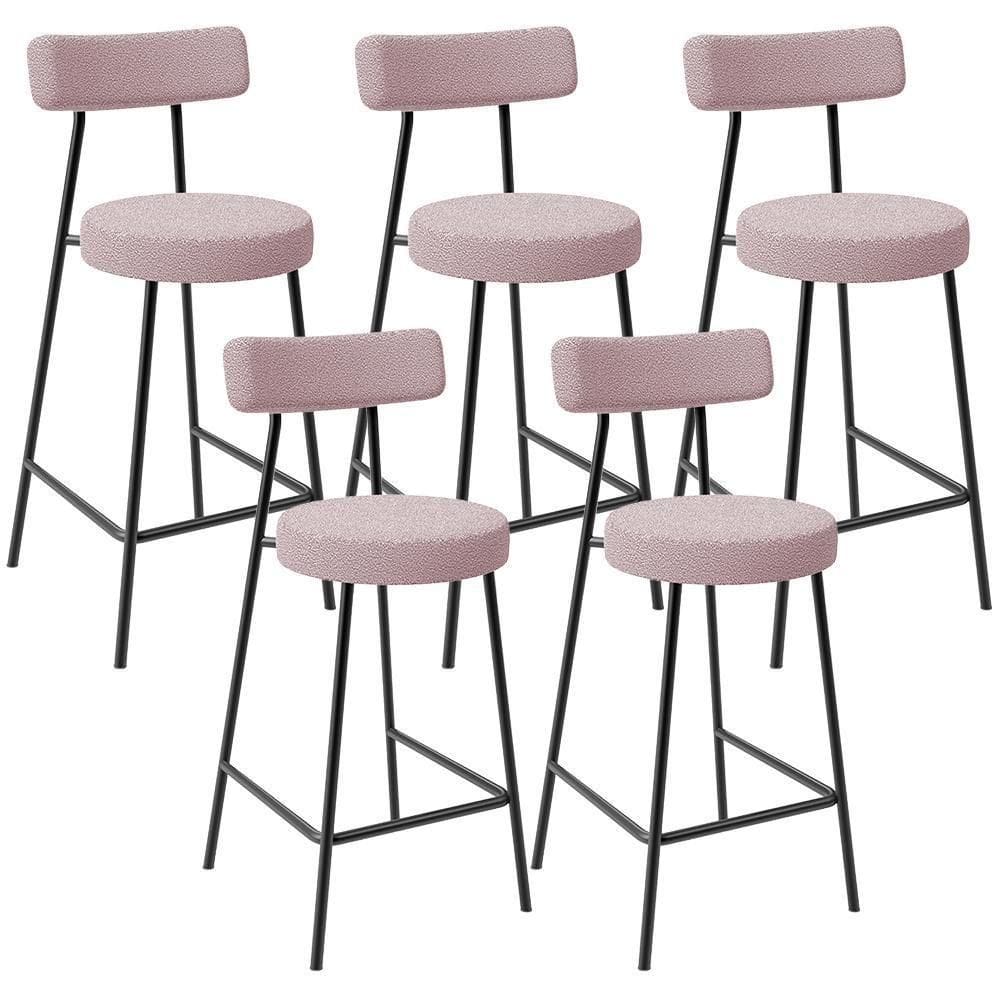 Kit 05 Banquetas Baixa Para Cozinha Sala De Jantar Bar Bancada Milão L02 Bouclê Rosê