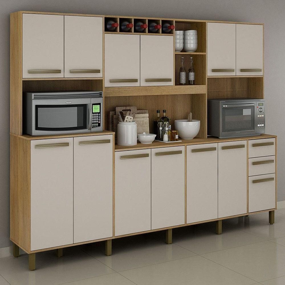 Cozinha Compacta Cinamomo Com Off White 12Portas Valdemóveis