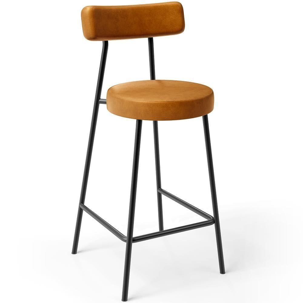 Banqueta Baixa Para Cozinha Sala De Jantar Bar Bancada Milão L02 Couríssimo Whisky -LyamDecor