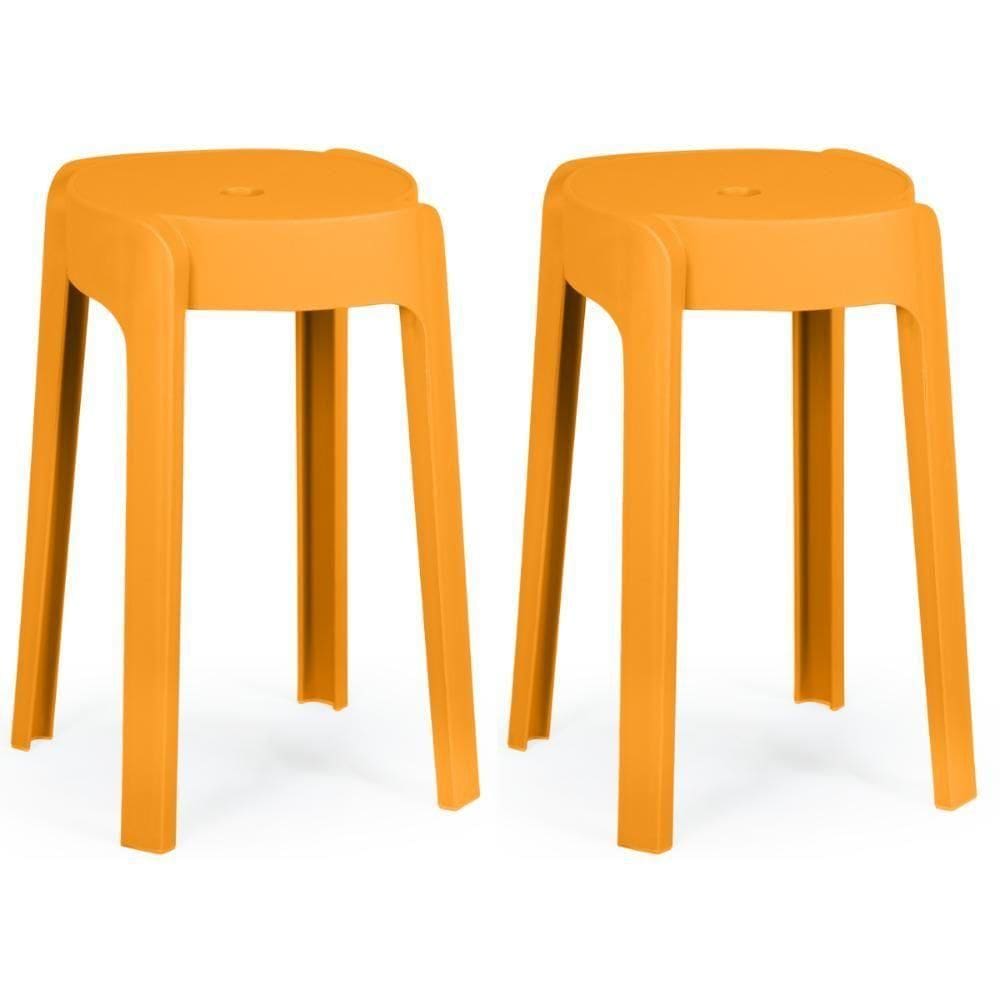 Kit 2 Banquetas Baixa Empilhável Nordica - Laranja