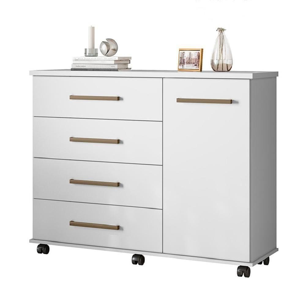 Cômoda 4 Gavetas Flora Branco Branco