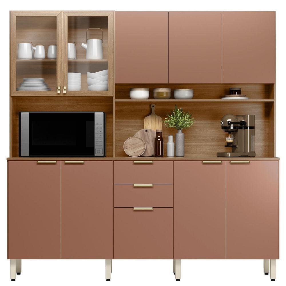 Kit De Cozinha Compacta 10 Portas 2 Gavetas Amora Amendola Touch/marsala Tx - Demóbile