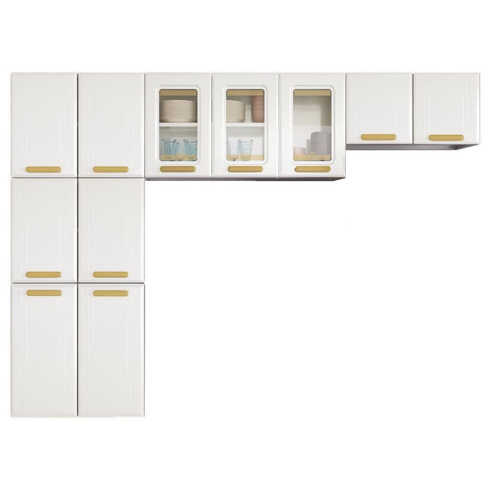 Cozinha Em L ágata 260cm Com Vidro 817460 Telasul Branco