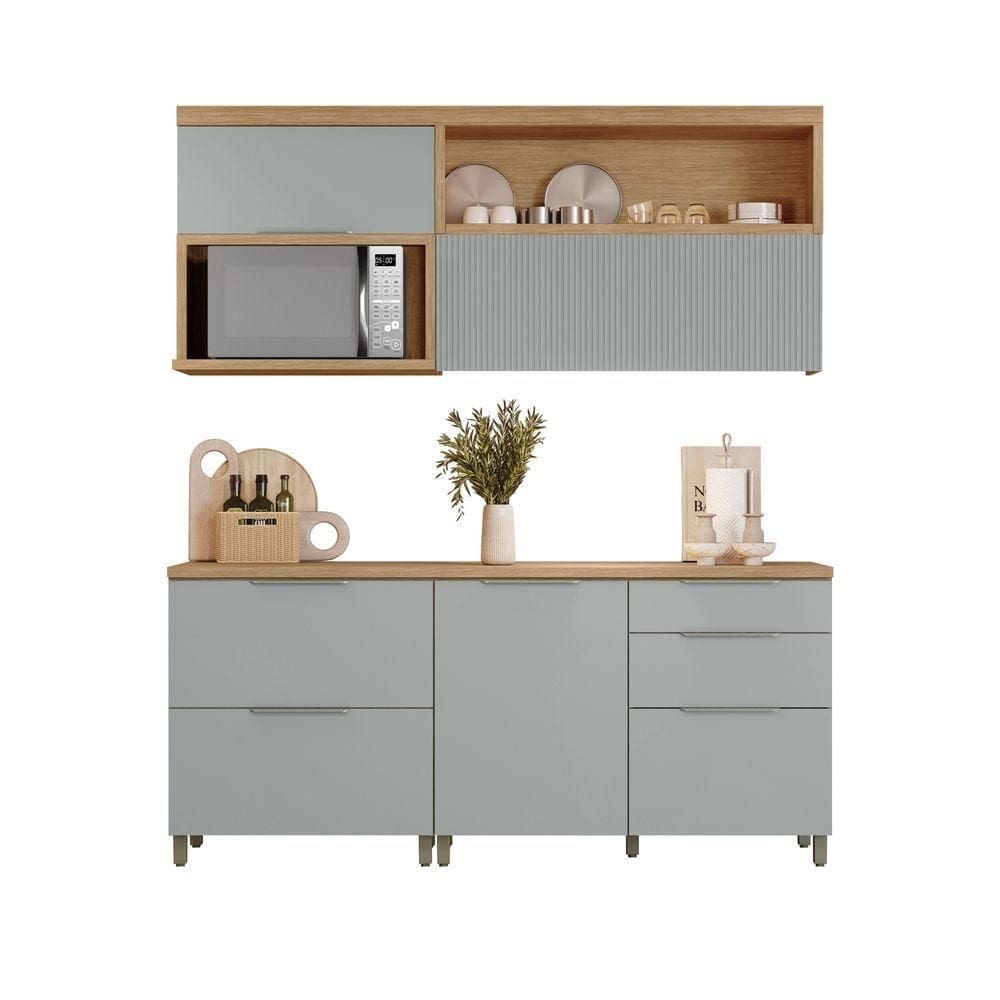 Cozinha 4 Peças 100% Mdf Marquesa Nature-verde