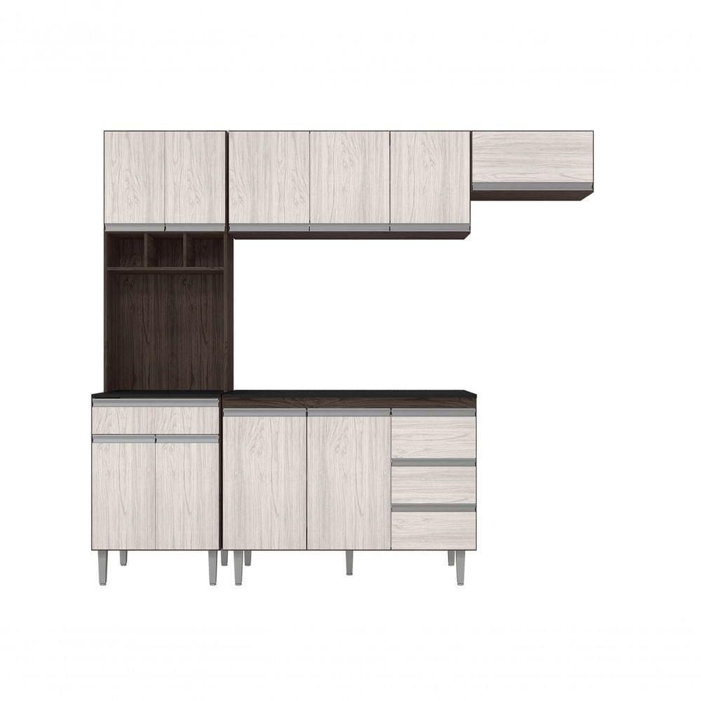 Cozinha Modulada Completa Andreia C-5 Peças 240cm Marrom