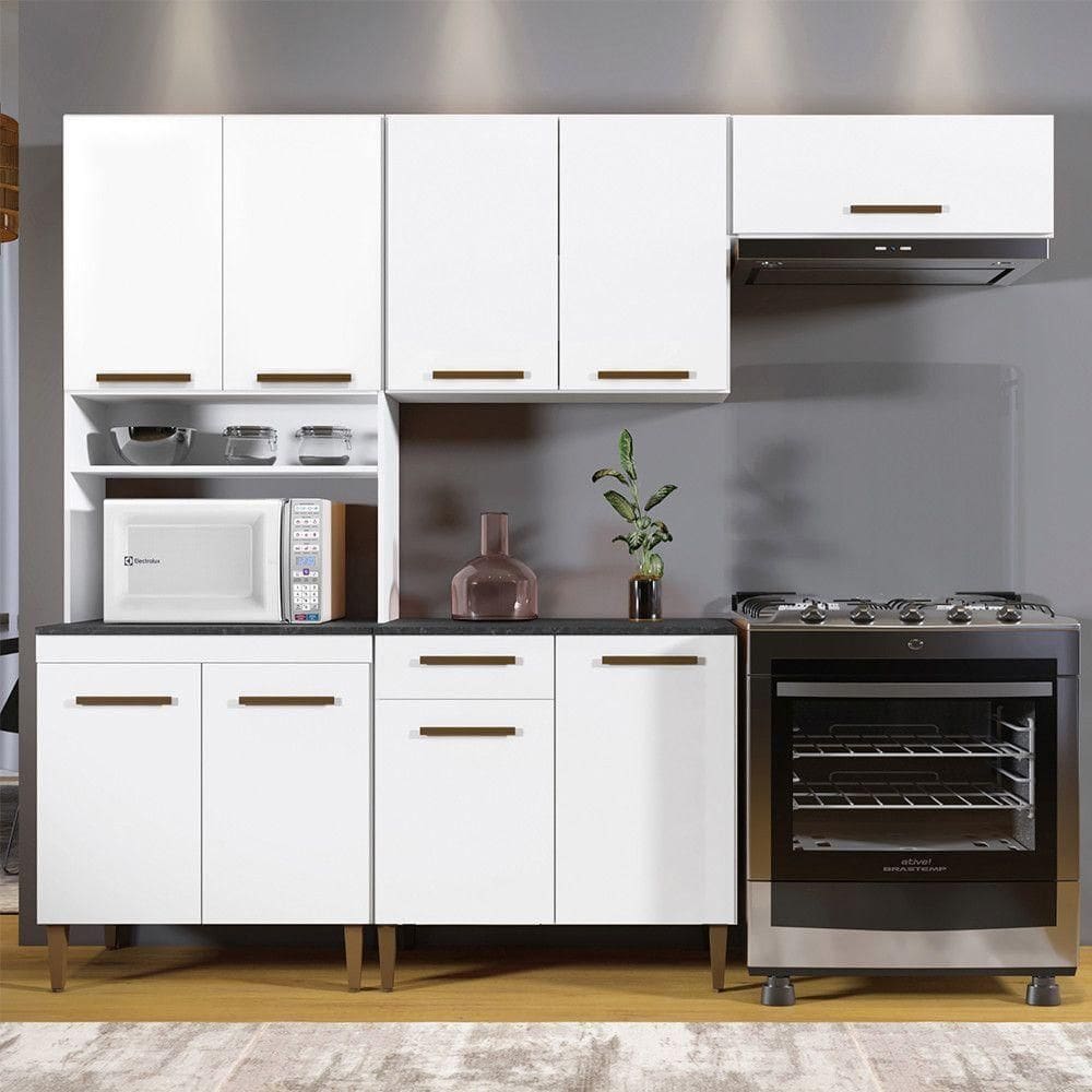 Cozinha Completa 9 Portas 4 Prateleiras Atenas Branco