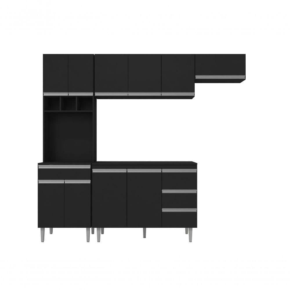 Cozinha Modulada Completa Andreia C-5 Peças 240cm Preto