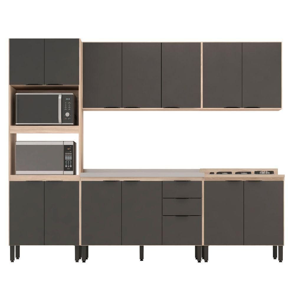 Cozinha Modular Com 5 Peças Sem Tampo Firenze Composição Fhr001 Avena/grafito - Demóbile