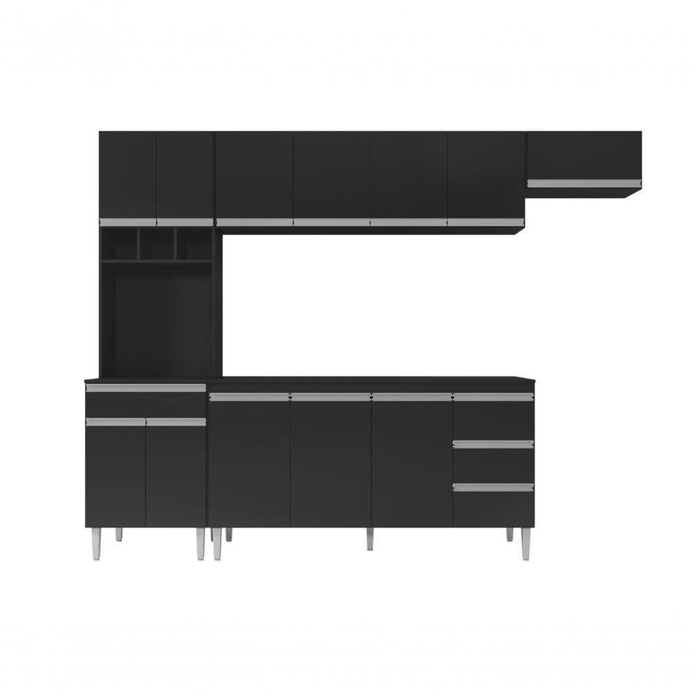 Cozinha Completa Modulada Andreia 5 Peças 280cm Preto