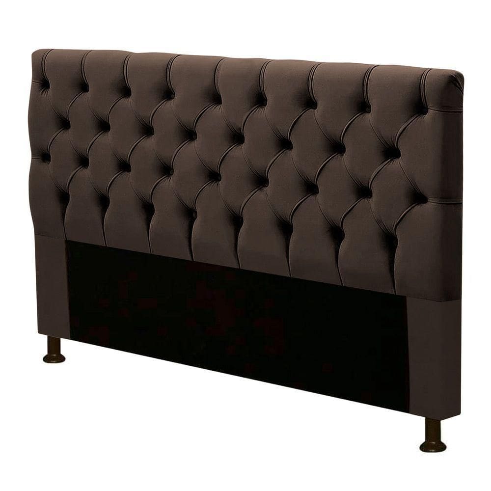Cabeceira Box Casal King Size Cristal 195cm Corino Marrom