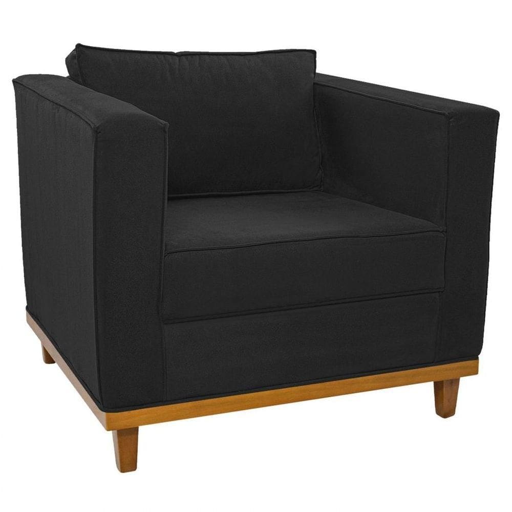 Poltrona Decorativa Europa Suede Preto
