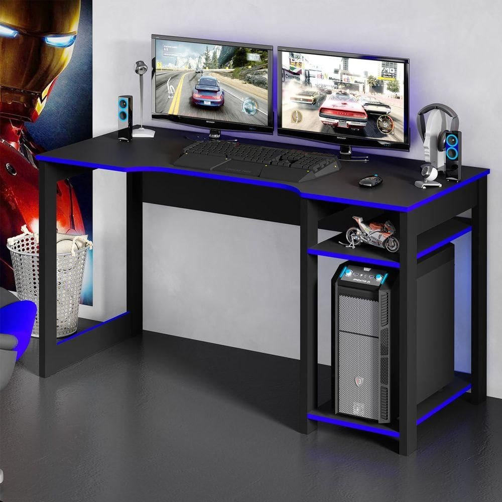 Mesa Computador Gamer Pretoe Azul