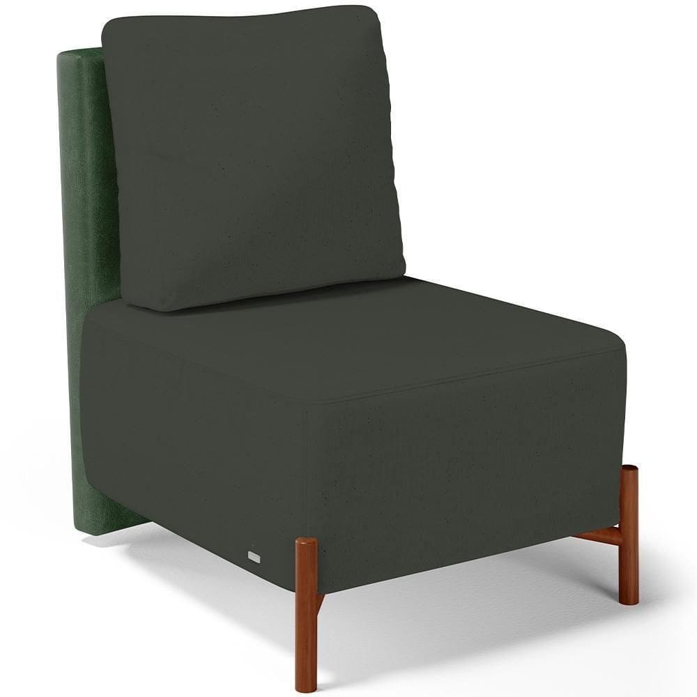 Poltrona Decorativa Living Hungria L02 Couríssimo Verde Linho Verde Musgo - Lyam