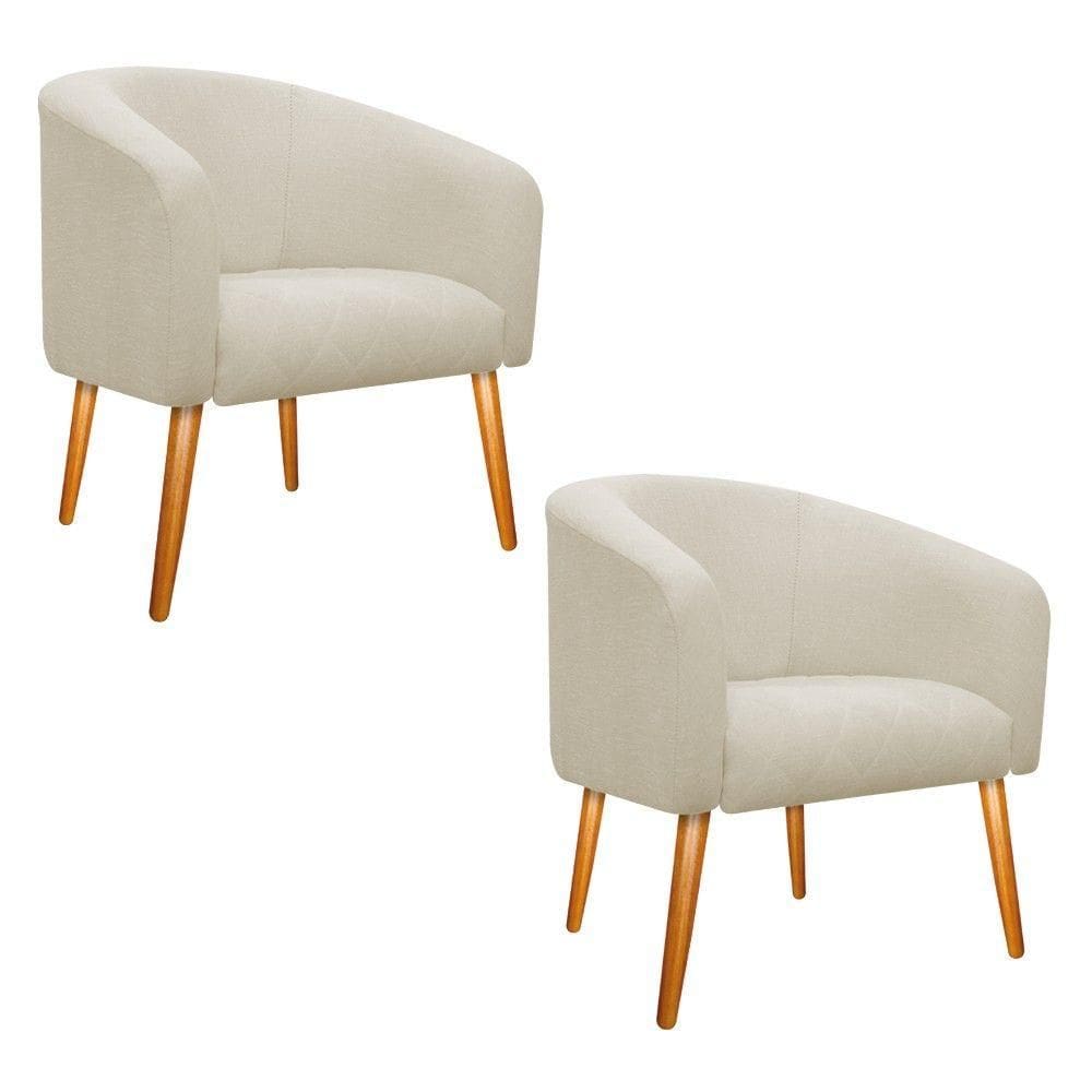 02 Poltronas Luiza Palito Mel Linho Bege