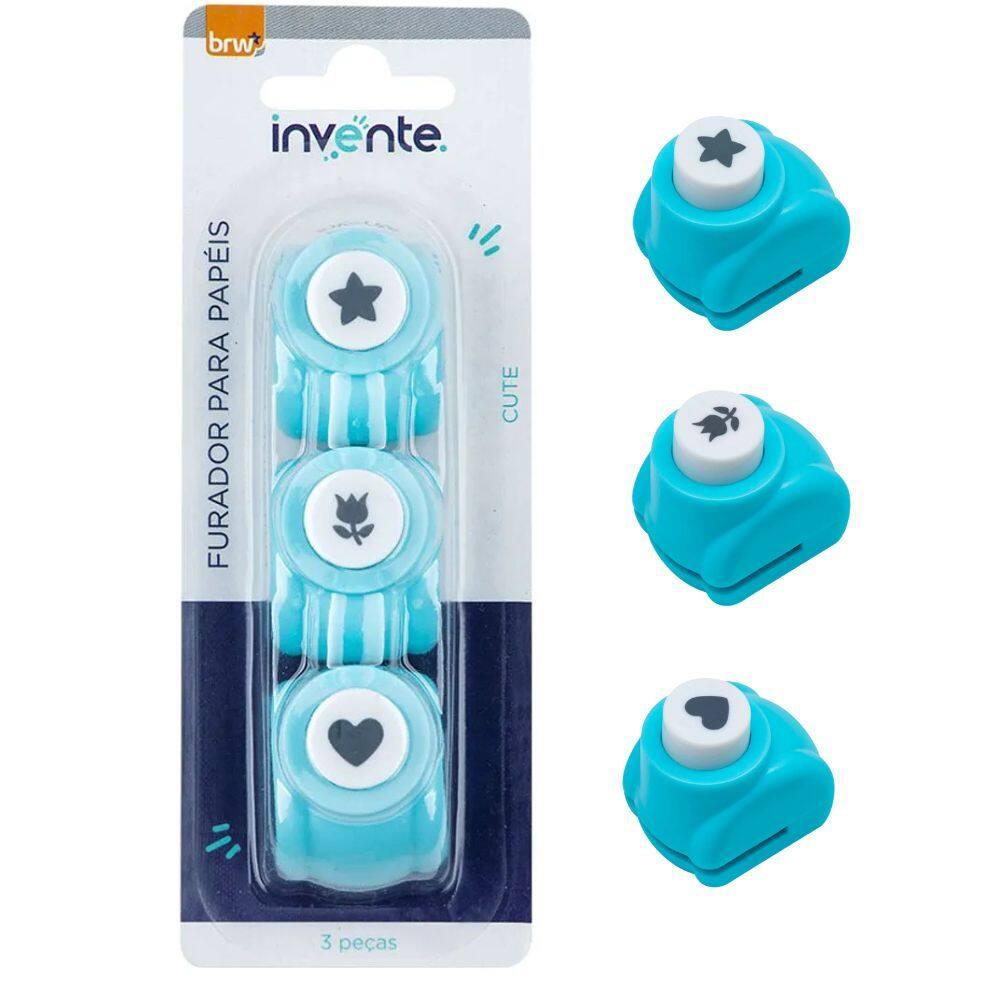 Mini Furador de Papel 10mm c/ 3 Peças Ideal Para Papéis de Até 120g/m² - BRW