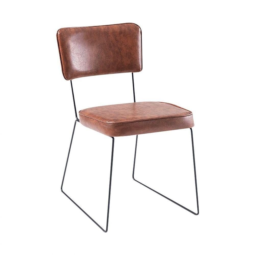 Cadeira De Jantar Decorativa Base Aço Preto Luigi Pu Caramelo