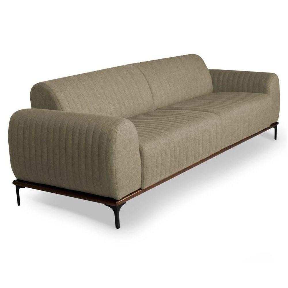 Sofá 280cm 4 Lugares Pés Preto Molino C-129 Linho Bege