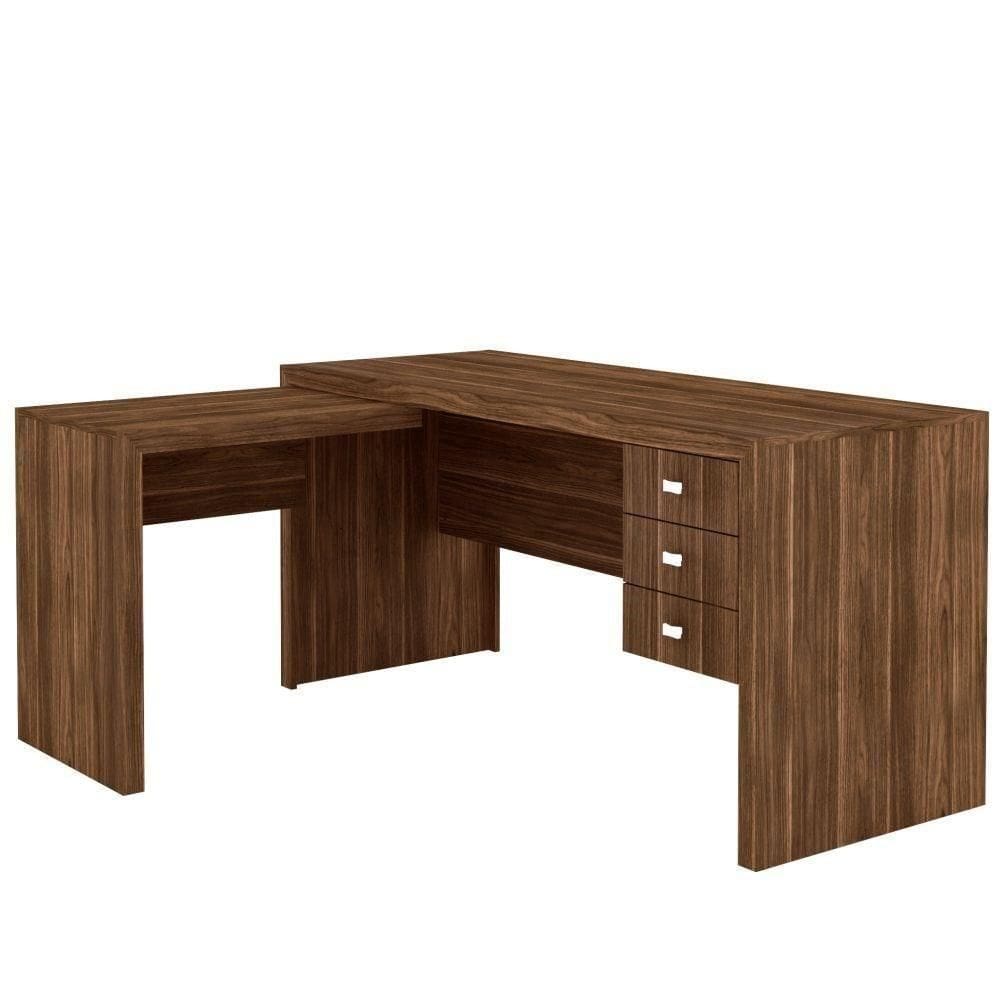 Mesa Para Home Office Com 03 Gavetas Nogal -Tecno Mobili