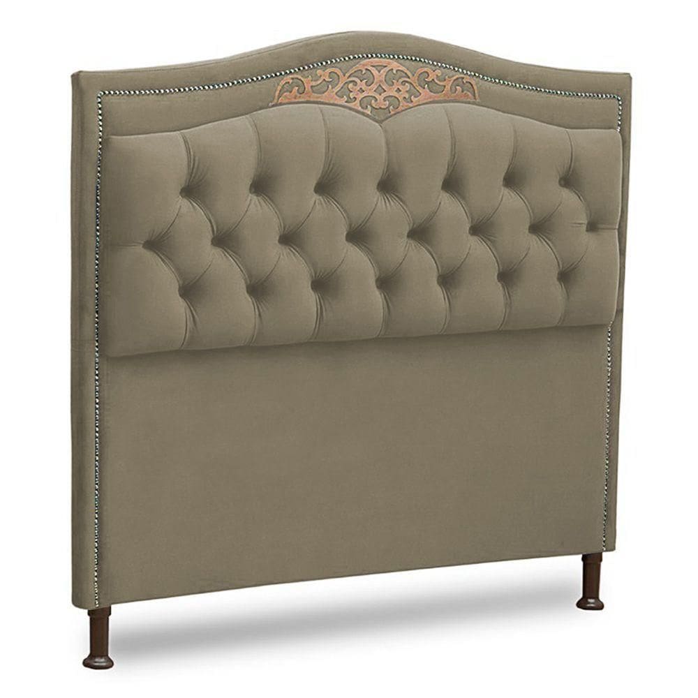Cabeceira Estofada Box Casal King Size 195cm Corino Areia