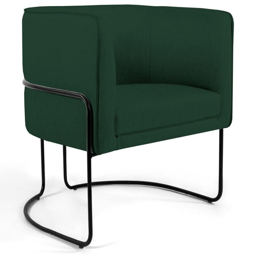Poltrona Decorativa Sala De Estar Base Aço Betina C-117 Linho Verde Musgo - Domi