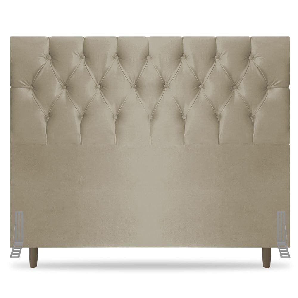 Cabeceira Cama Box Casal King Size Madrid 195cm Suede Bege