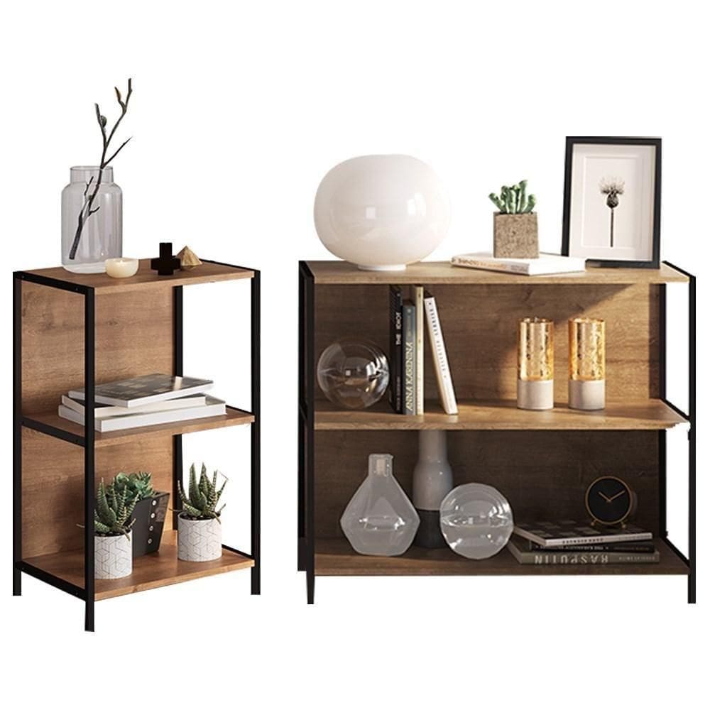 2 Estantes Livreiros Vermont Base Preto Artesano