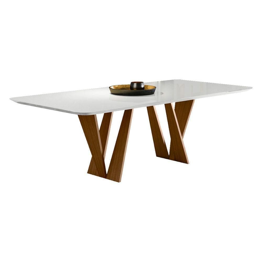 Mesa De Jantar Chile C03 200X100cm Laca Off White/Caramelo
