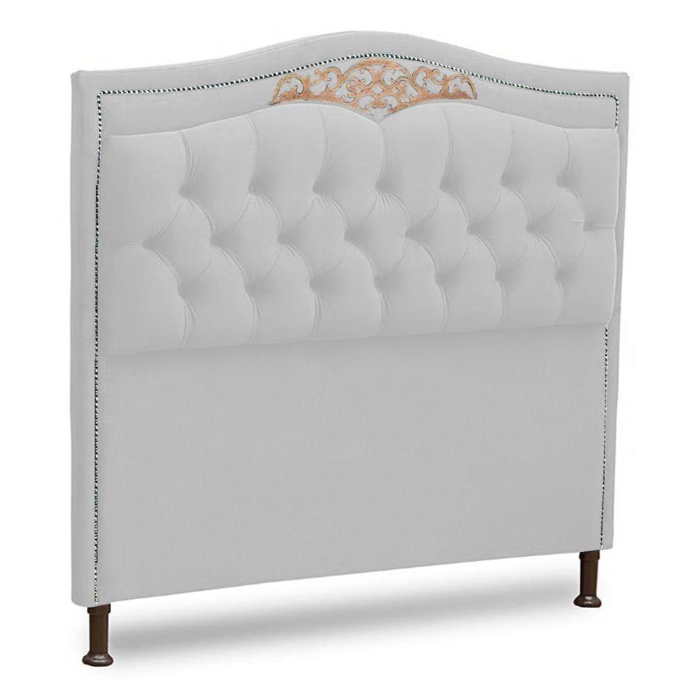 Cabeceira Estofada Box Casal King Size 195cm Corino Branco