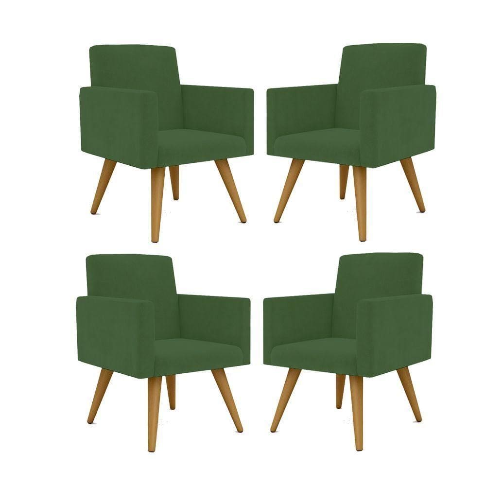 Kit 4 Cadeiras Escritório Poltrona verde