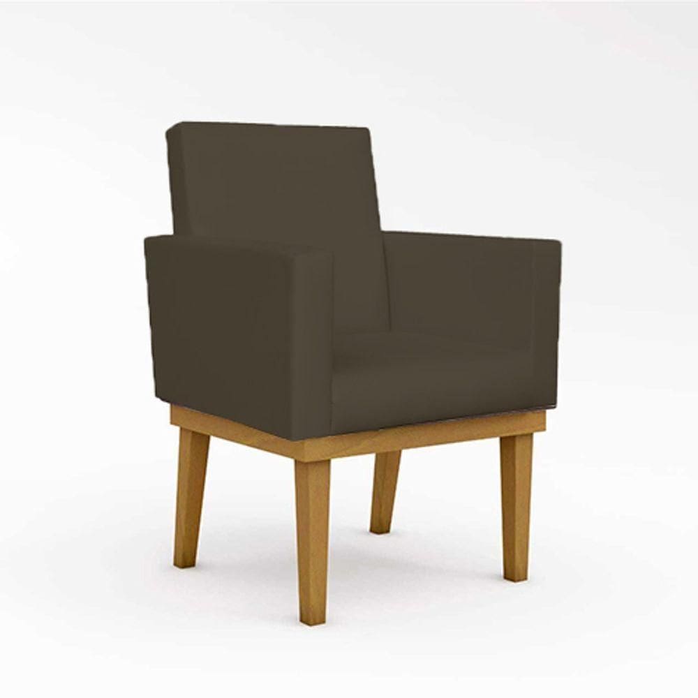 Cadeira Poltrona Com Base Courino Cor marrom