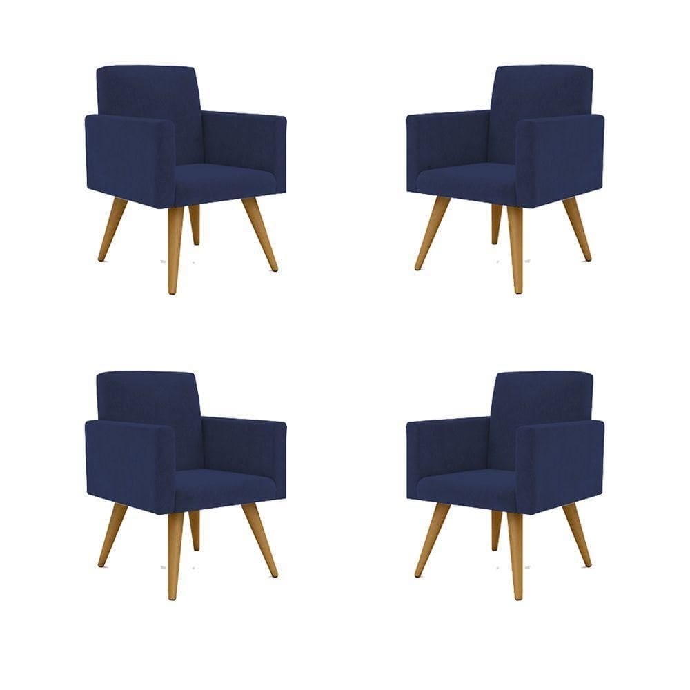 Kit 4 Cadeiras Escritório Poltrona azul Marinho