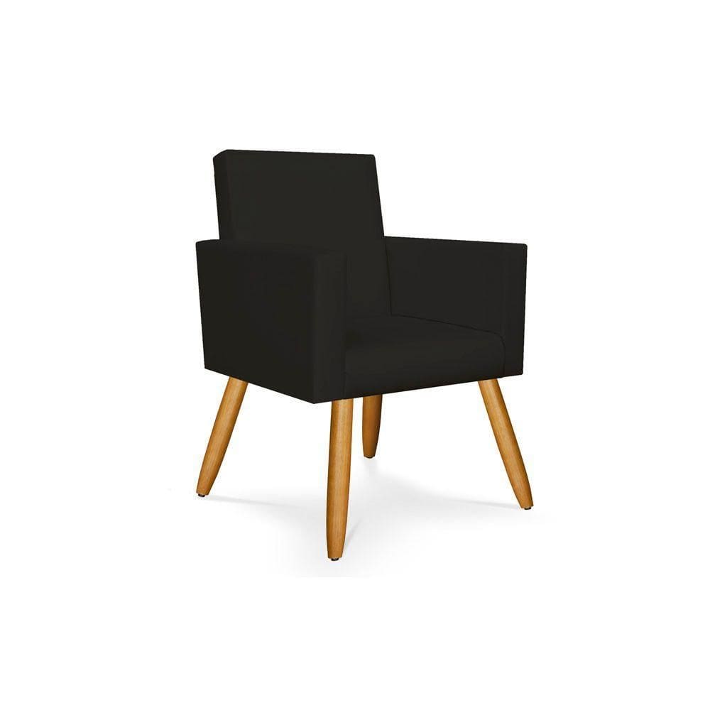 Poltrona Decorativa Cadeira Escritório courino Preta